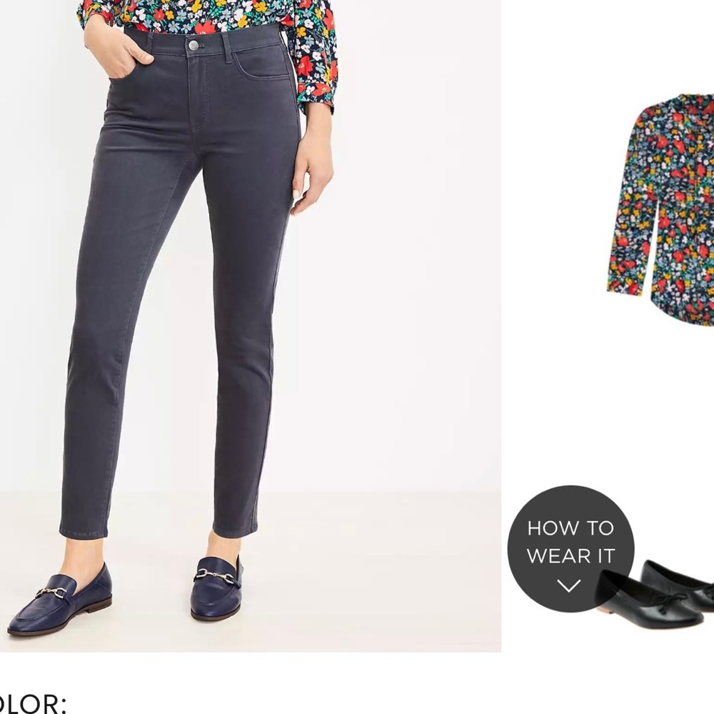 Loft 5 Pocket Black Sateen Skinny Pants